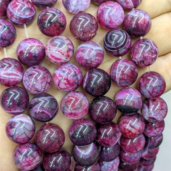 Hotpink Veins Agate Beads Smooth Round Dye