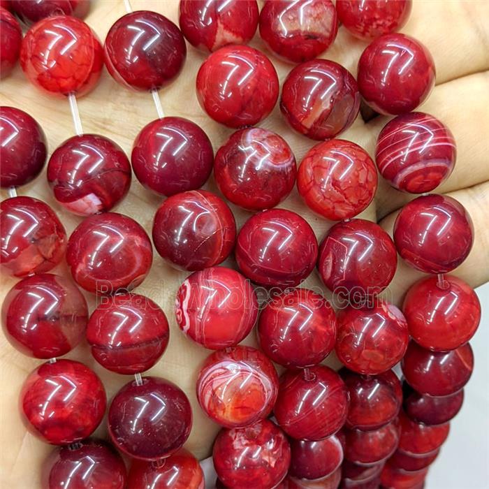 Red Agate Beads Smooth Round Dye