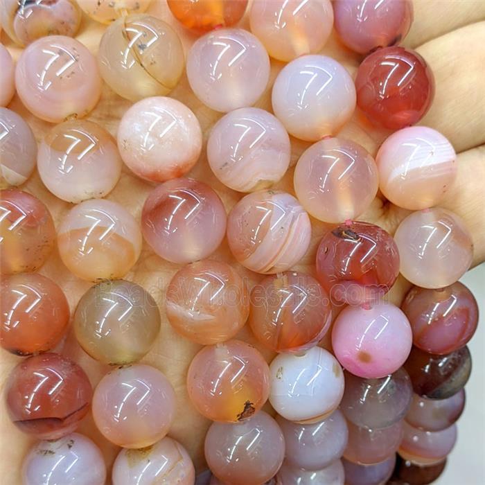 Red Agate Beads Smooth Round Dye