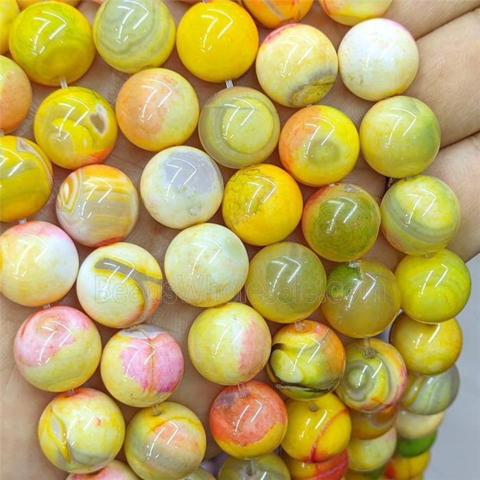 Agate Beads Smooth Round Dye Multicolor
