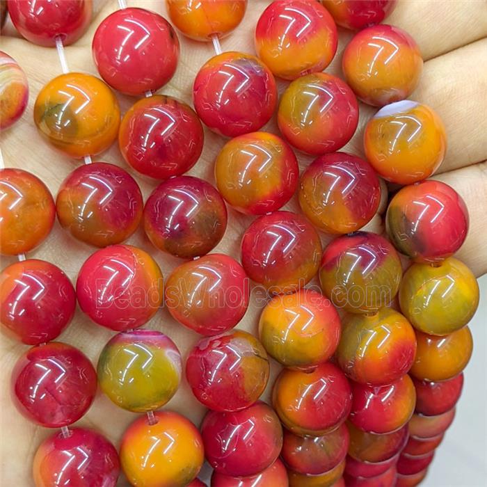 Red Agate Beads Smooth Round Dye