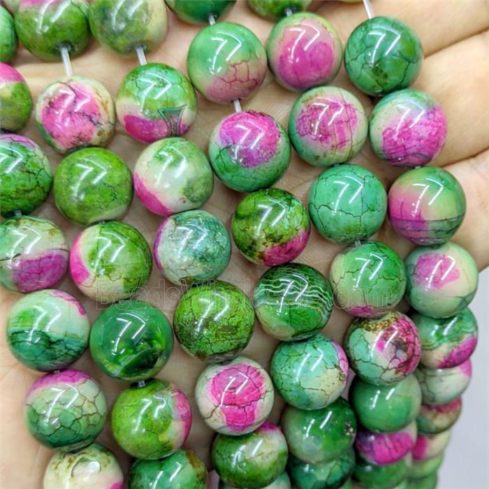 Agate Beads Smooth Round Dye Green