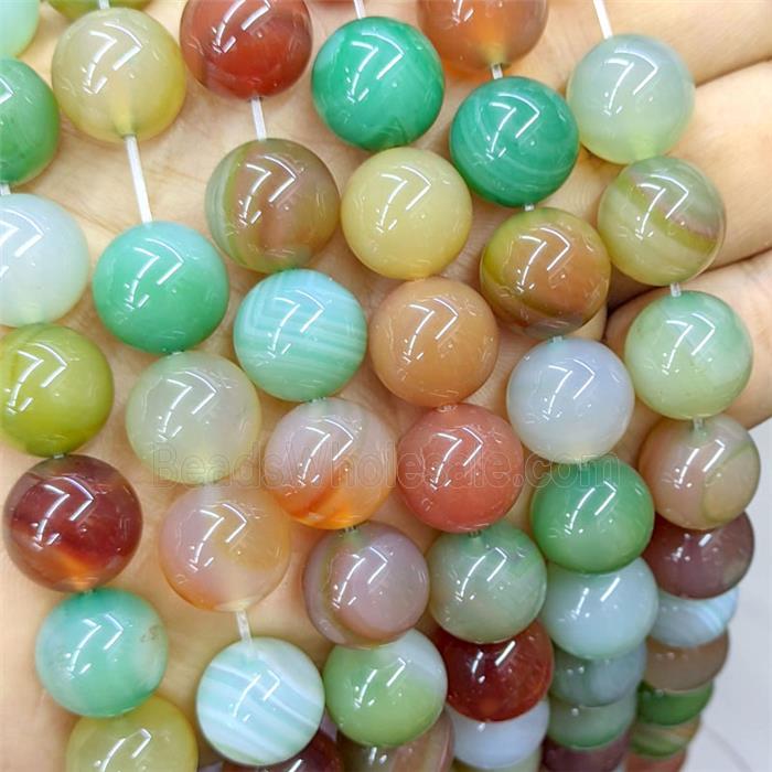 Agate Beads Smooth Round Dye Multicolor