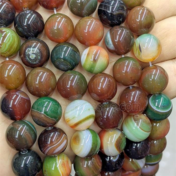 Stripe Agate Beads Smooth Round Dye Multicolor Banded