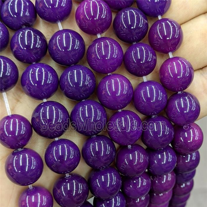 Purple Agate Round Beads Smooth Dye