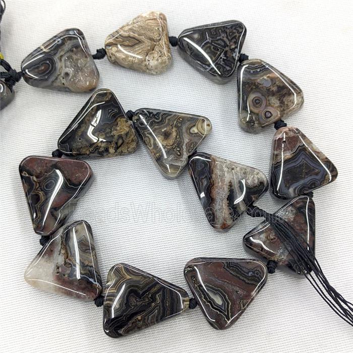 Natural Mexican Crazy Lace Agate Triangle Beads Black Dye