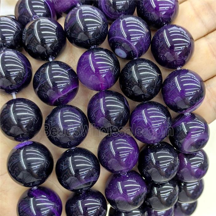Natural Purple Agate Beads Dye Smooth Round