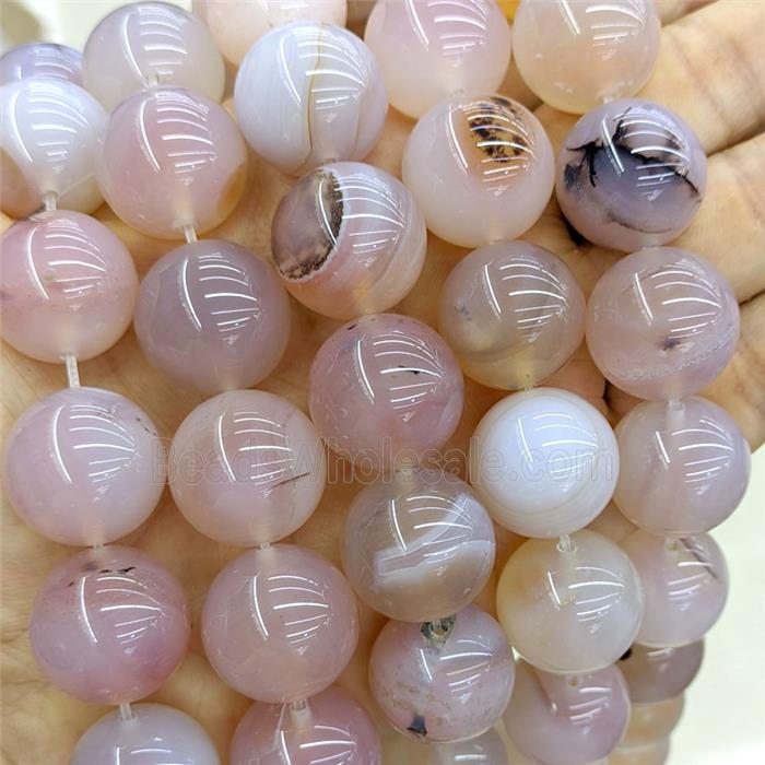 Natural Heihua Agate Beads Smooth Round
