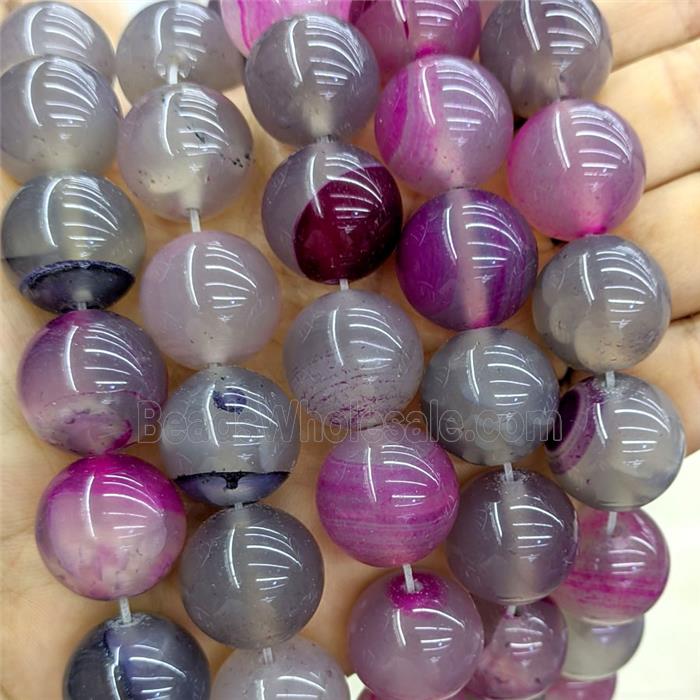 Natural Agate Beads Gray Pink Dye Smooth Round