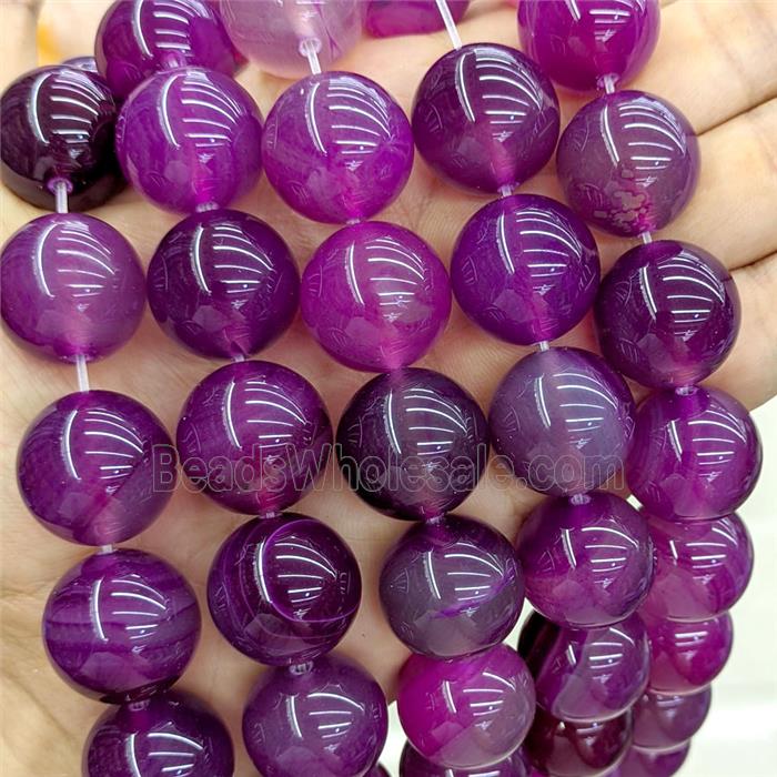Natural Agate Beads HotPink Dye Smooth Round