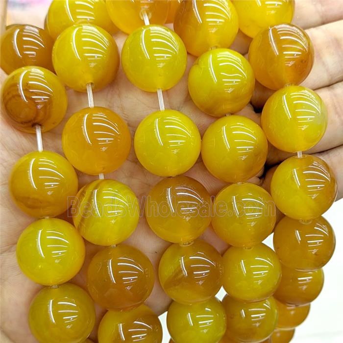 Natural Agate Beads Golden Dye Smooth Round
