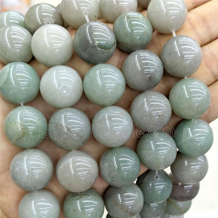 Natural Agate Beads GrayGreen Dye Smooth Round