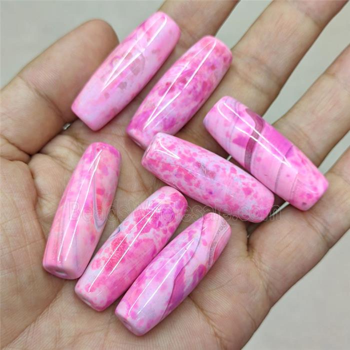 Natural Agate Rice Beads Pink Dye