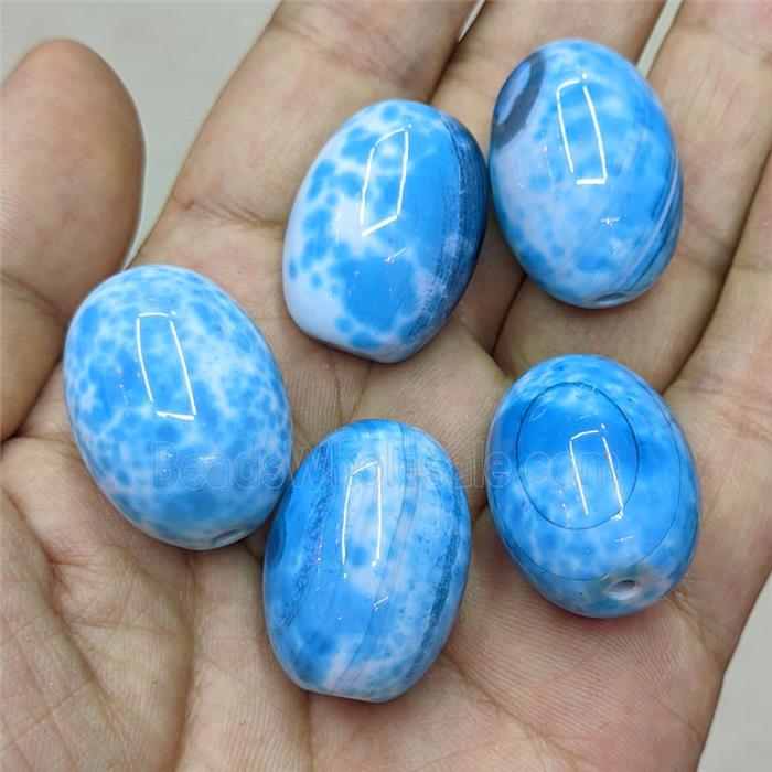 Natural Agate Barrel Beads Blue Dye