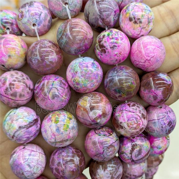 Natural Agate Beads Round Smooth Pink Dye