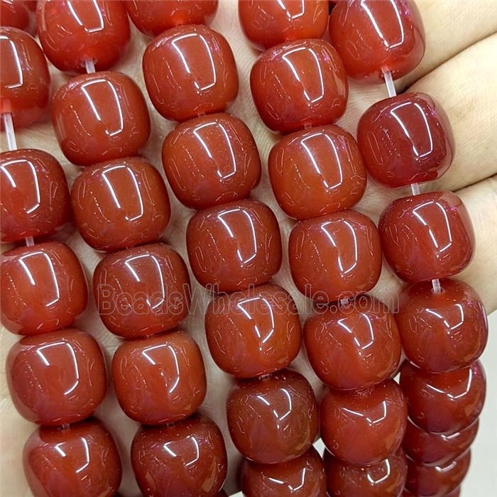 Natural Agate Barrel Beads Red Dye