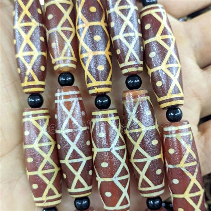 Tibetan Style Agate Rice Beads Redcoffee Dye