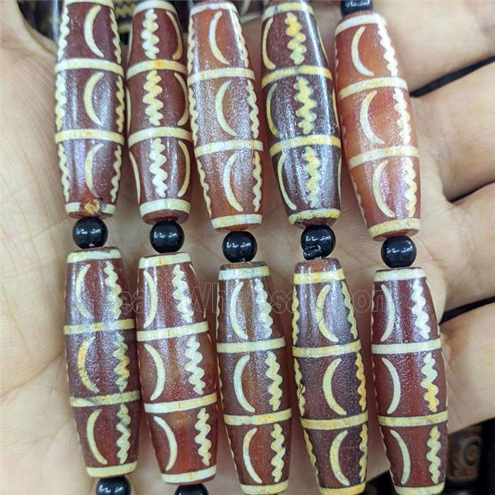 Tibetan Style Agate Rice Beads Redcoffee Dye