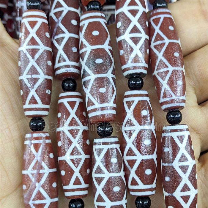 Tibetan Style Agate Rice Beads Redcoffee Dye