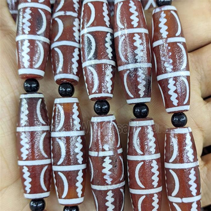 Tibetan Style Agate Rice Beads Redcoffee Dye