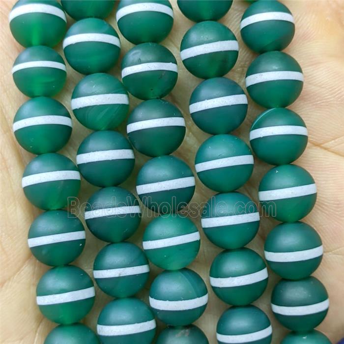 Tibetan Style Agate Beads Line Green Dye Matte