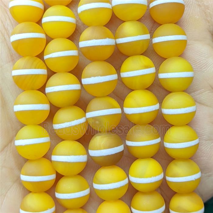 Tibetan Style Agate Beads Line Yellow Dye Matte