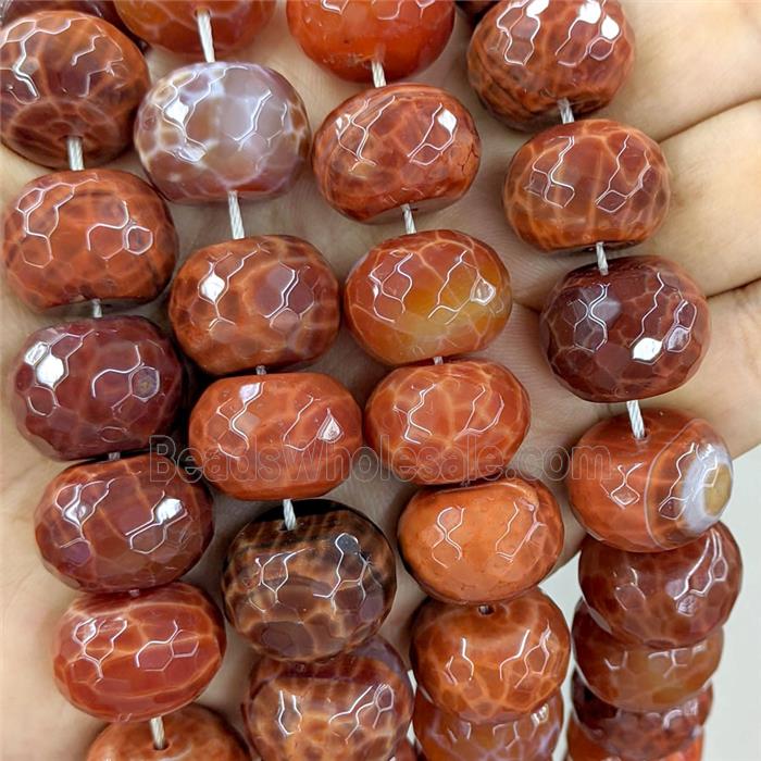 Natural Red Fire Agate Rondelle Beads Faceted Dye