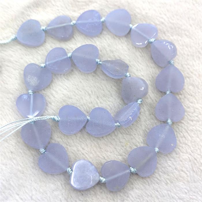 Natural Blue Lace Agate Heart Beads With Druzy