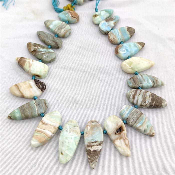 Natural Hemimorphite Teardrop Beads Graduated