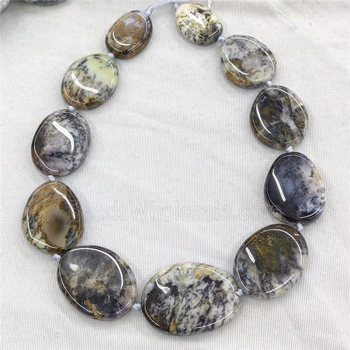 Natural Moss Opal Oval Beads Graduated