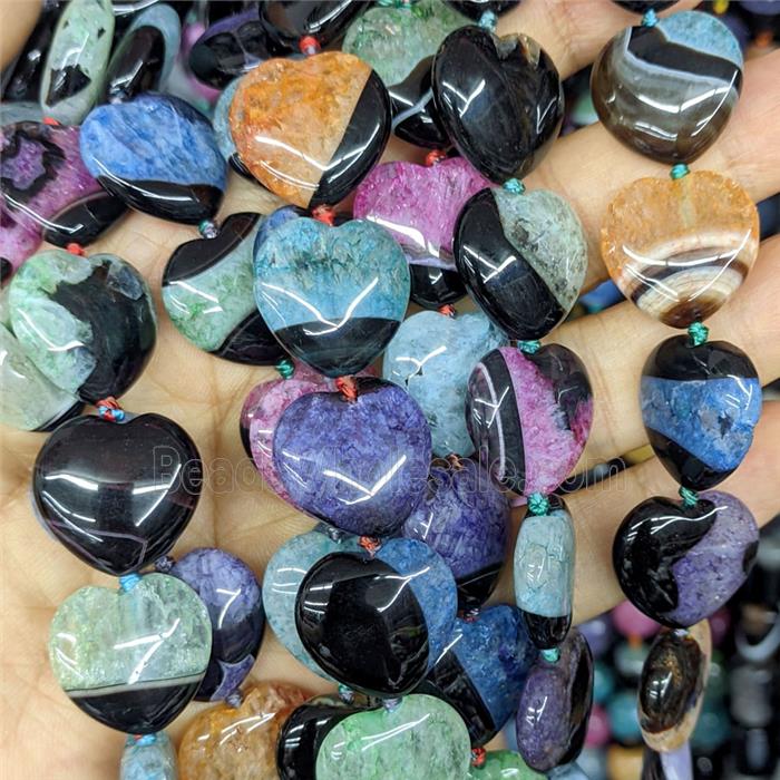 Agate Druzy Heart Beads Mixed Color