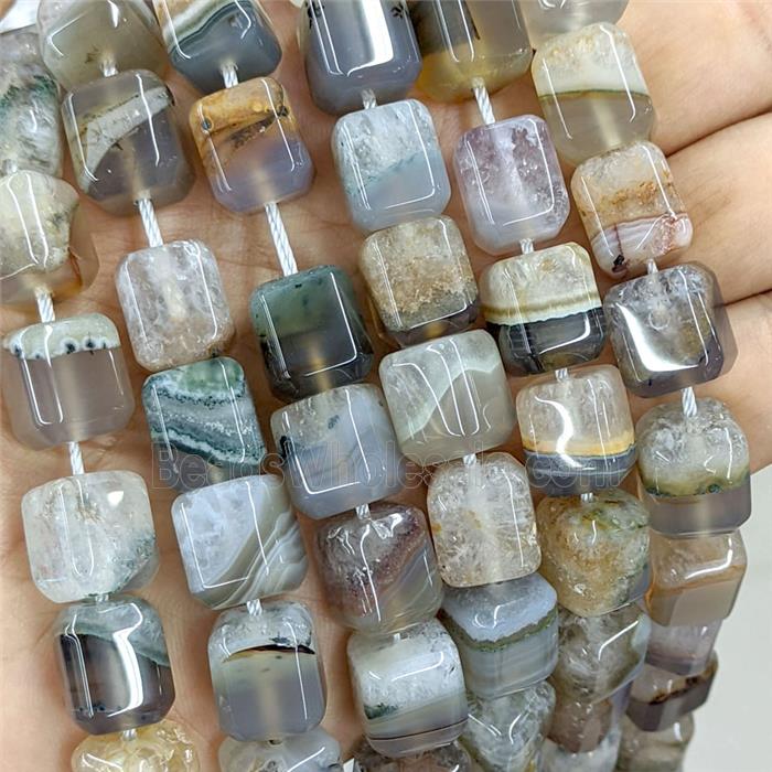 Agate Druzy Cube Beads Faceted