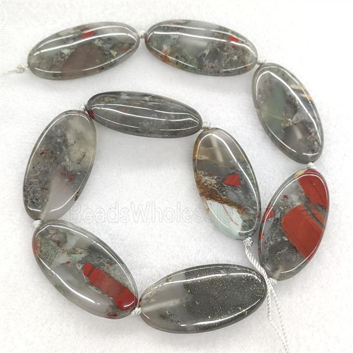 Natural African Bloodstone Oval Beads
