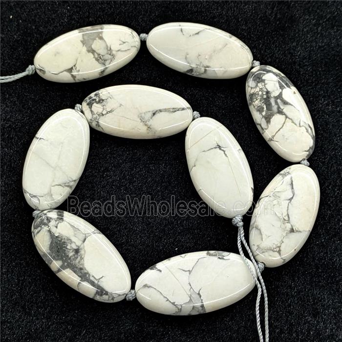 Natural White Howlite Turquoise Oval Beads