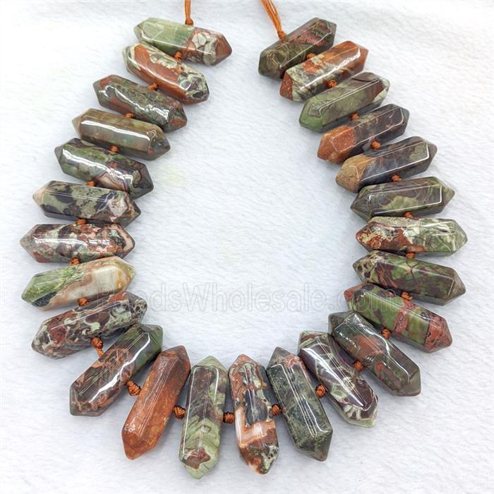 Natural Ocean Jasper Bullet Beads Green