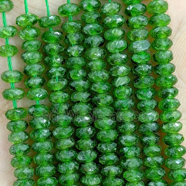 Natural Green Diopside Beads Faceted Rondelle