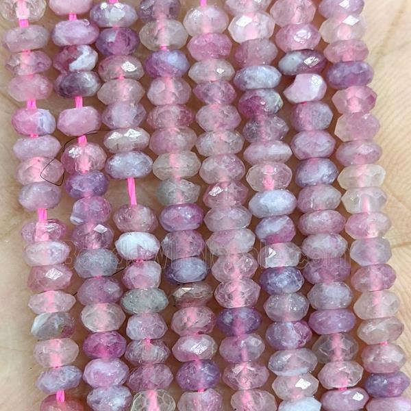 Natural Pink Rubellite Tourmaline Beads Faceted Rondelle