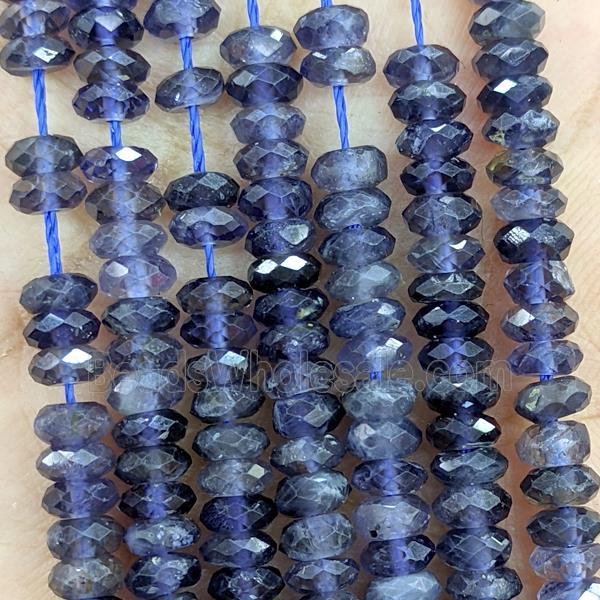 Natural Iolite Beads Faceted Rondelle Inkblue