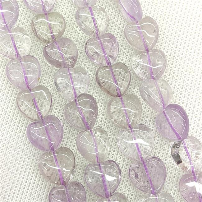 Natural Amethyst Heart Beads Lt.purple