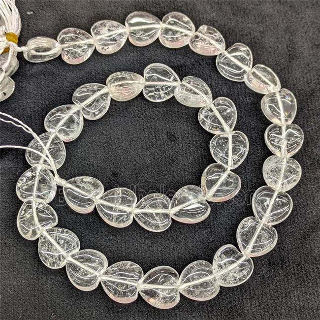 Natural Clear Quartz Heart Beads
