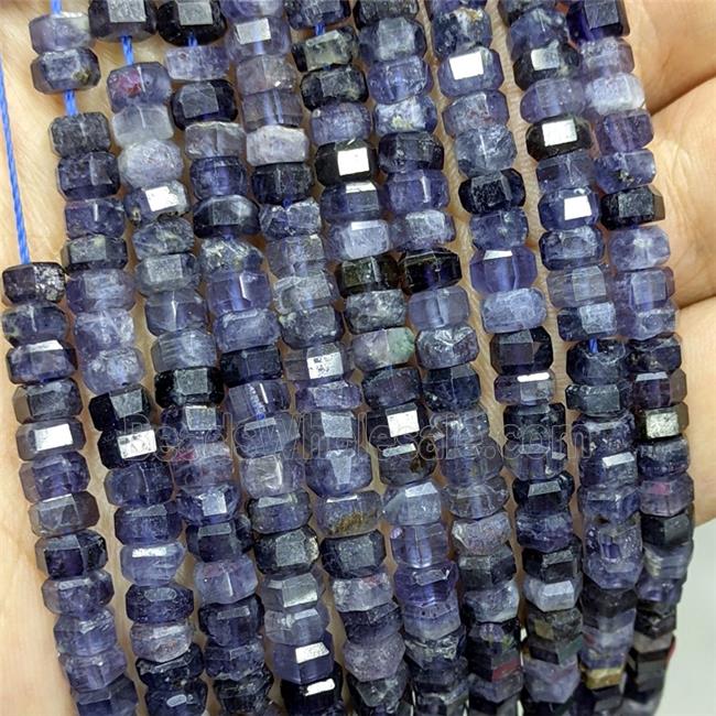 Natural Iolite Beads Hexagon Inkblue