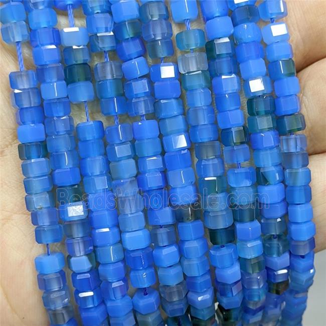 Natural Blue Agate Hexagon Beads Dye