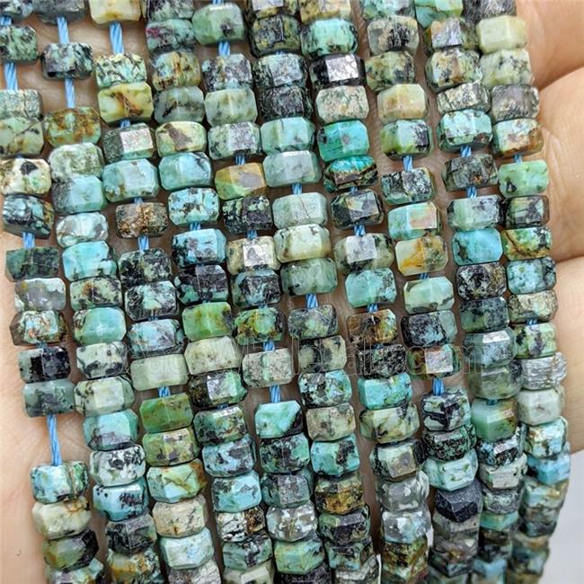 Natural African Turquoise Hexagon Beads Green
