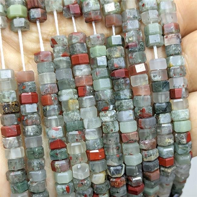 Natural African Bloodstone Hexagon Beads
