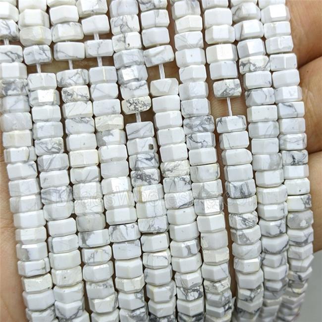 Natural White Howlite Turquoise Hexagon Beads
