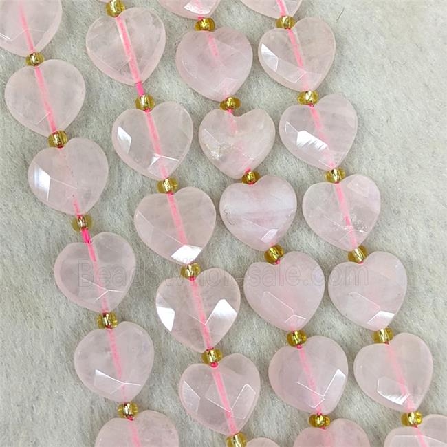 Natural Pink Rose Quartz Heart Beads Faceted