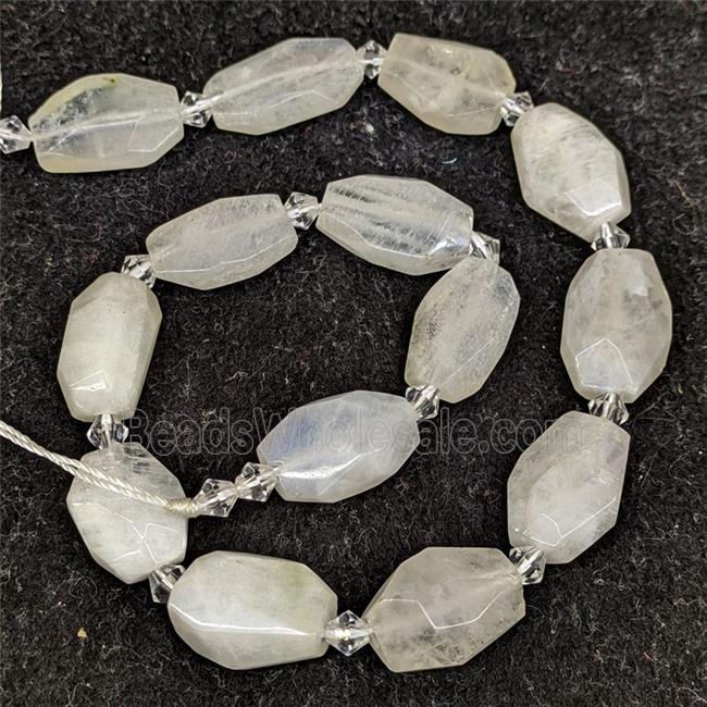 Natural White Moonstone Nugget Beads Faceted Freeform