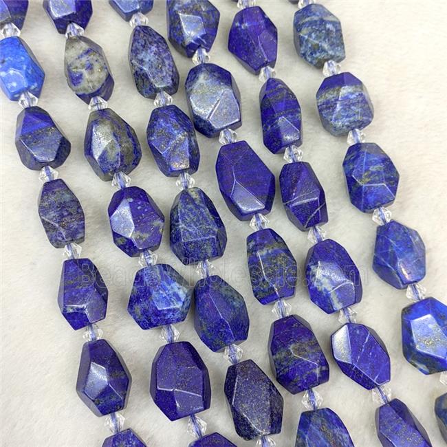Natural Blue Lapis Lazuli Nugget Beads Faceted Freeform