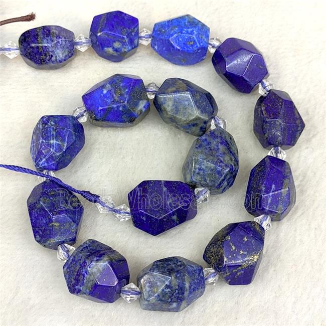 Natural Blue Lapis Lazuli Nugget Beads Faceted Freeform