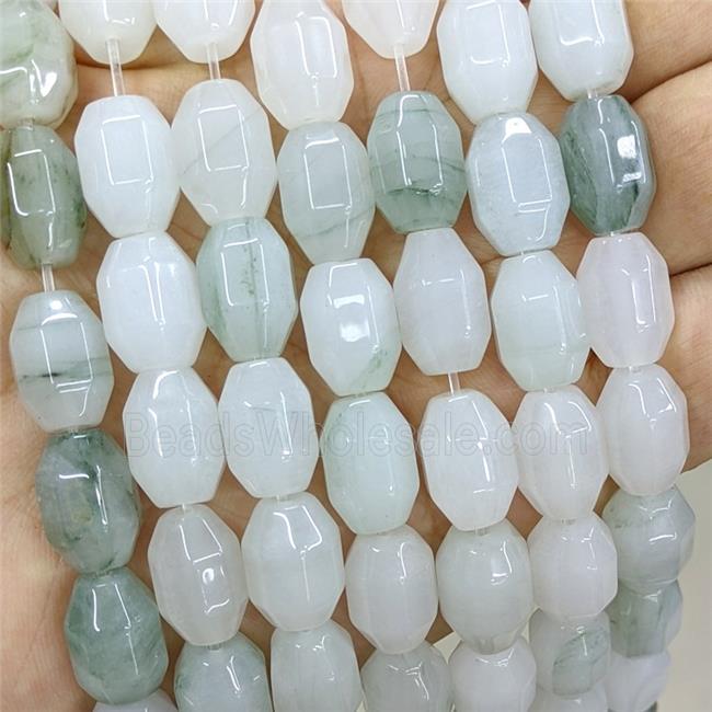 Natural Chinese White Nephrite Jade Prism Beads
